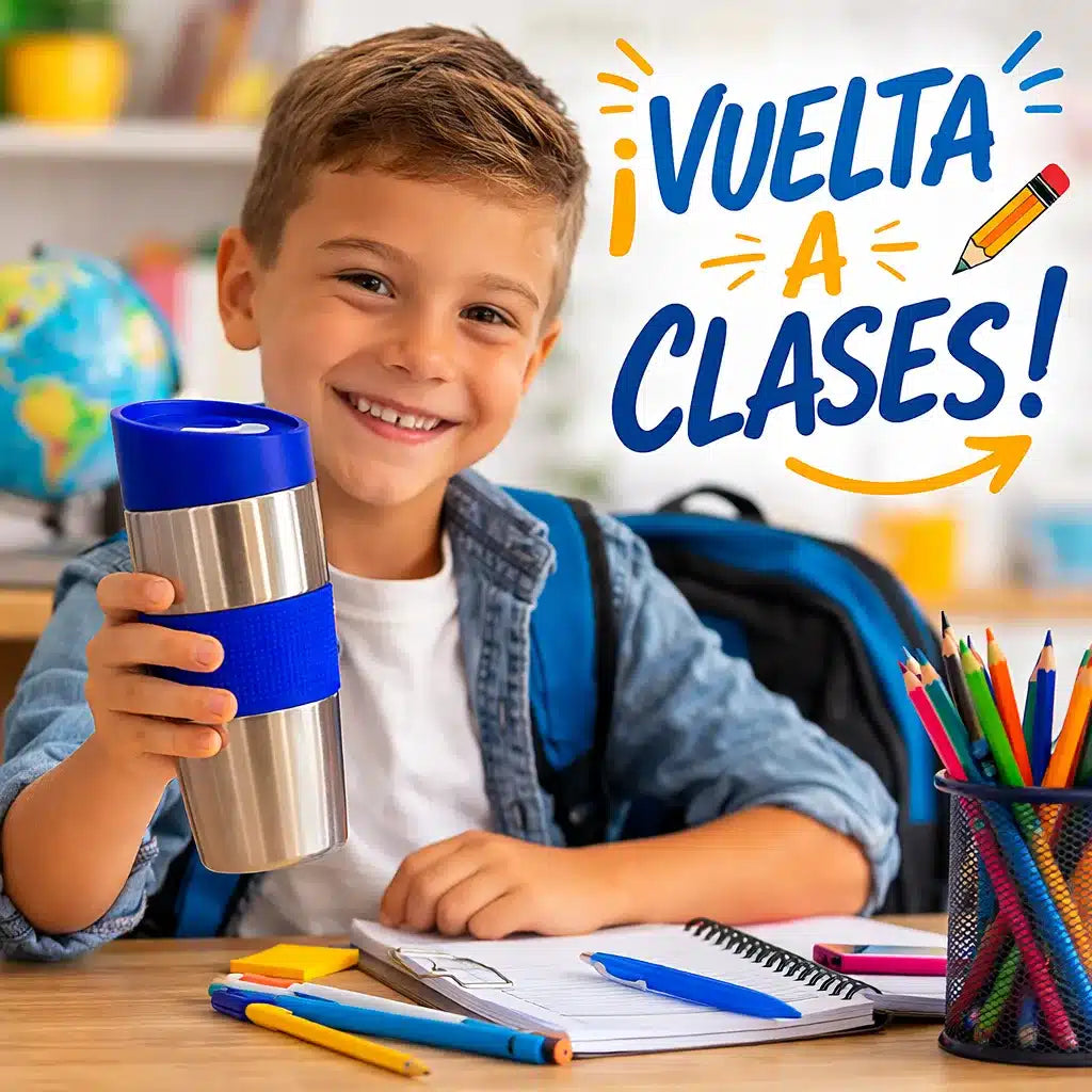 VASO TÉRMICO 380ML CON GRIP COLOR ACERO