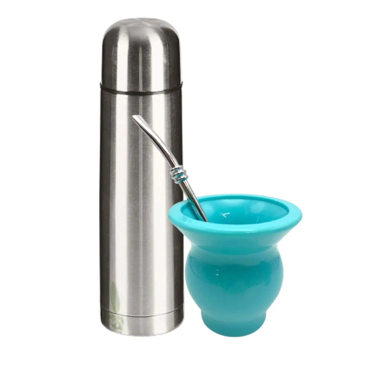 SET INFANTIL TERMO BALA CHICO + MATE PLÁSTICO RESISTENTE PARA NIÑOS