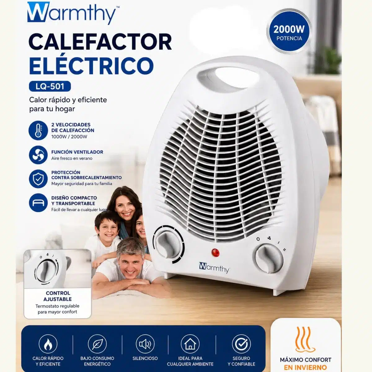 CALEFACTOR DE PISO 2 VELOCIDADES 2000W