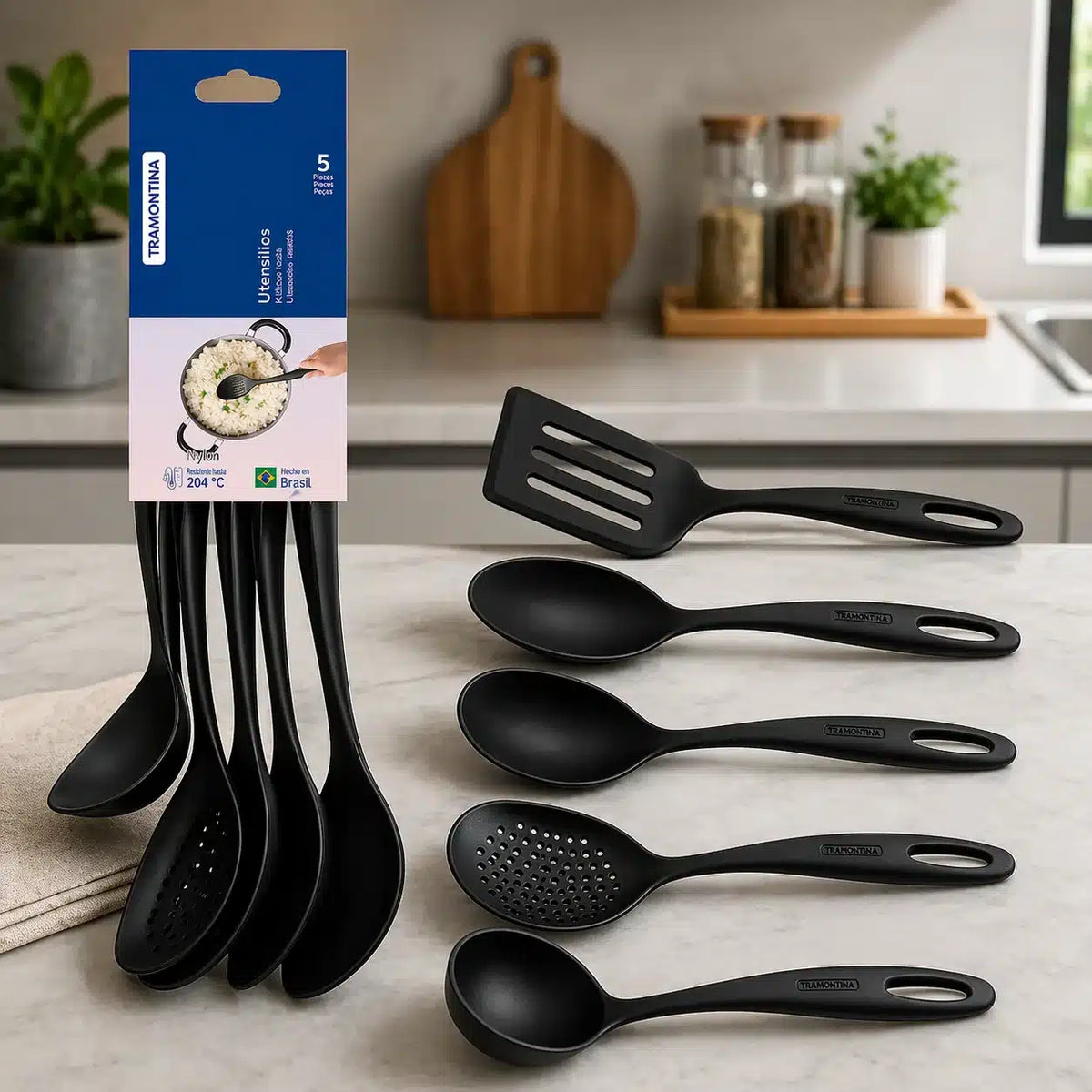 JUEGO DE MENAGE NEGRO 5 PZ TRAMONTINA