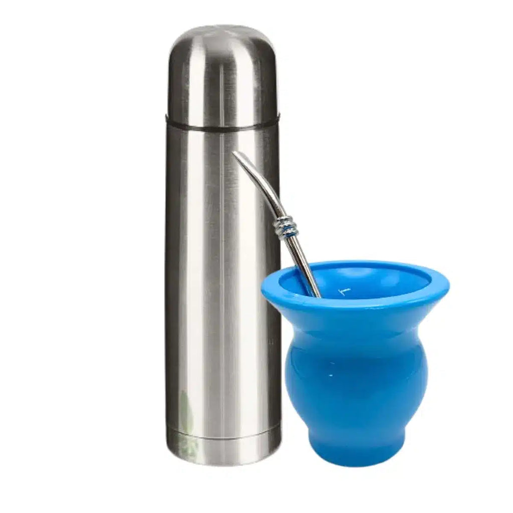 SET INFANTIL TERMO BALA CHICO + MATE PLÁSTICO RESISTENTE PARA NIÑOS