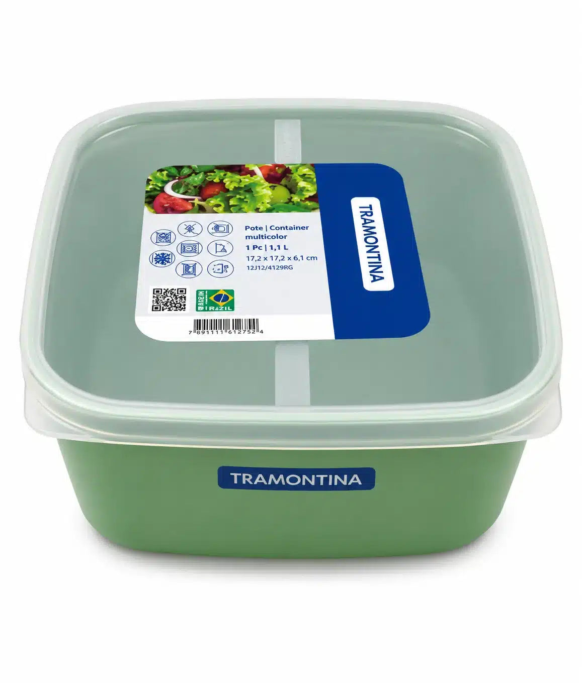 Tupper Tramontina Verde 3.4 L 22.3 X 22.3 X 10.1 CM
