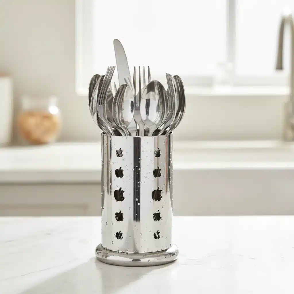 ESCURRIDOR CUBIERTOS FASHION MANZANAS ACERO INOX