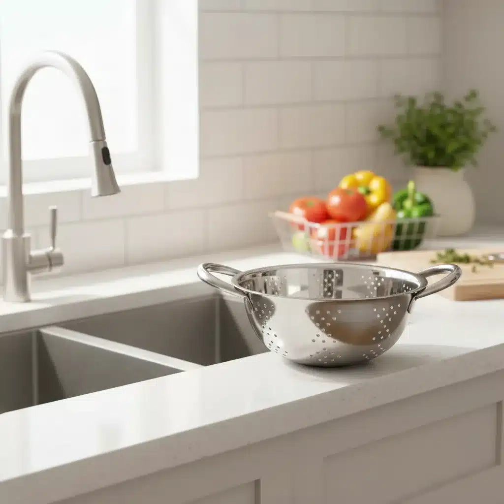 COLADOR 28 CM ACERO INOX 3 PUNTOS