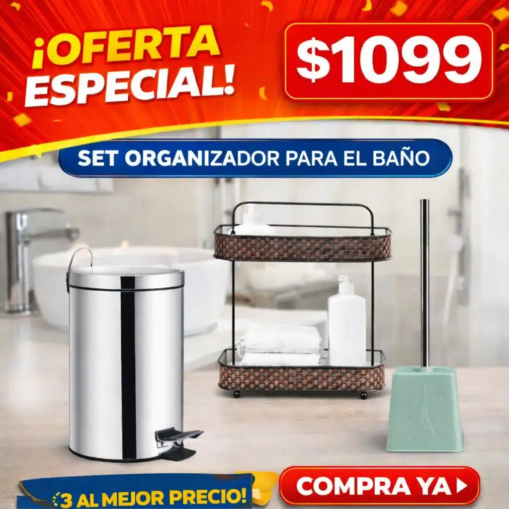 Set de Baño Completo con Estante, Basurero y Accesorio
