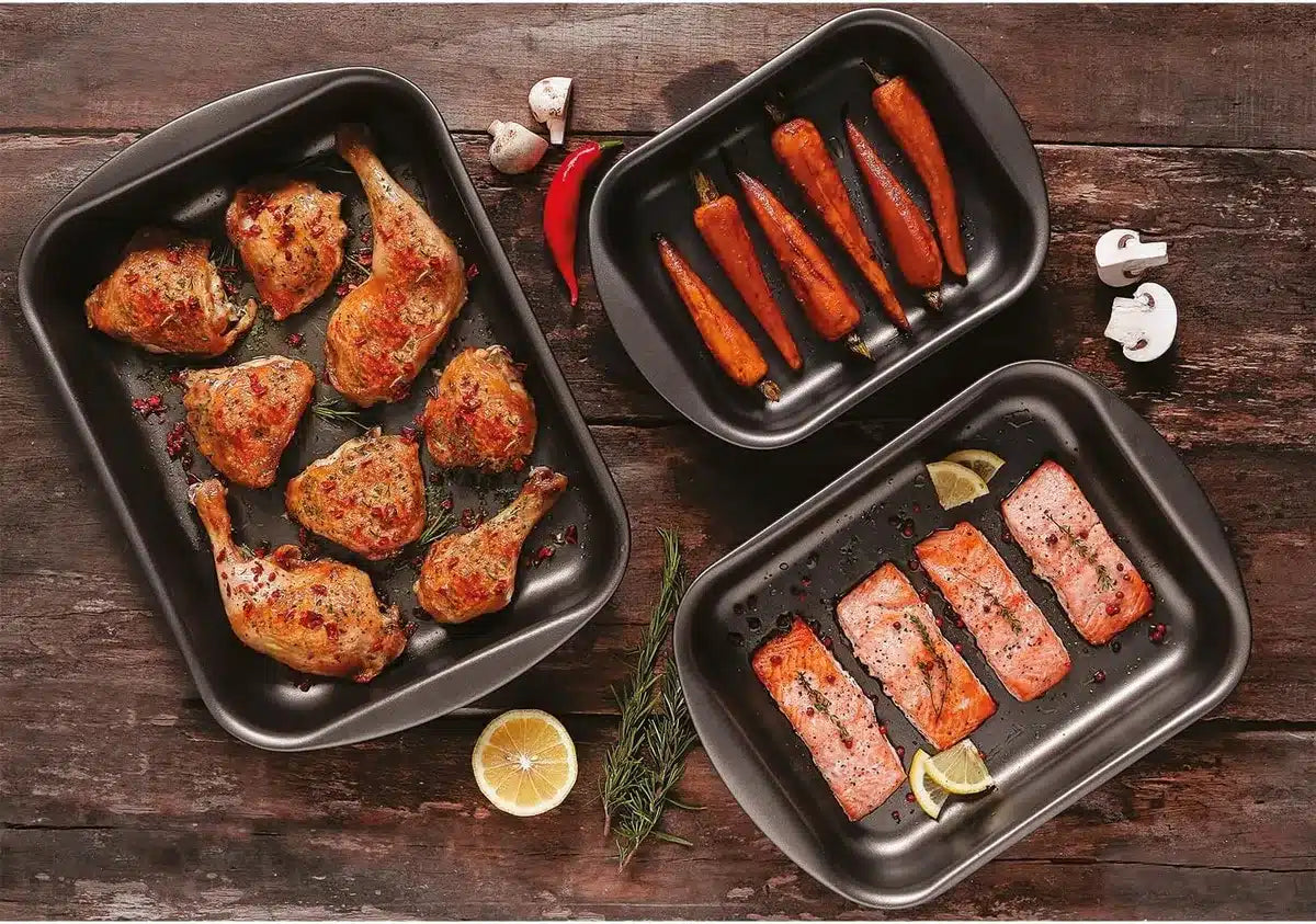 SET DE ASADERAS TRAMONTINA ANTIADHERENTES- 3 PIEZAS PARA HORNO | ALTA DURABILIDAD 