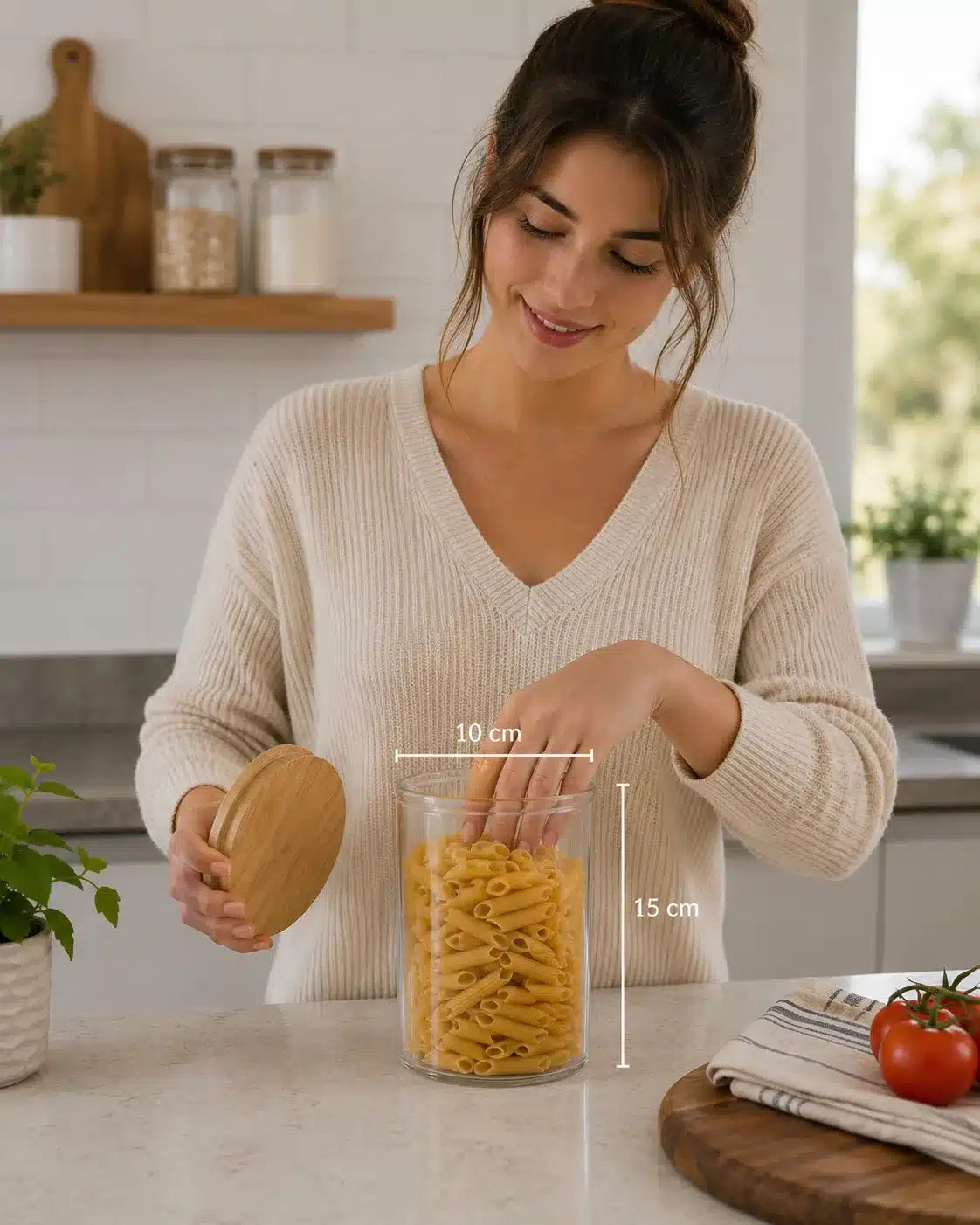 FRASCO DE VIDRIO TAPA BAMBOO 1200 ML  (1613)