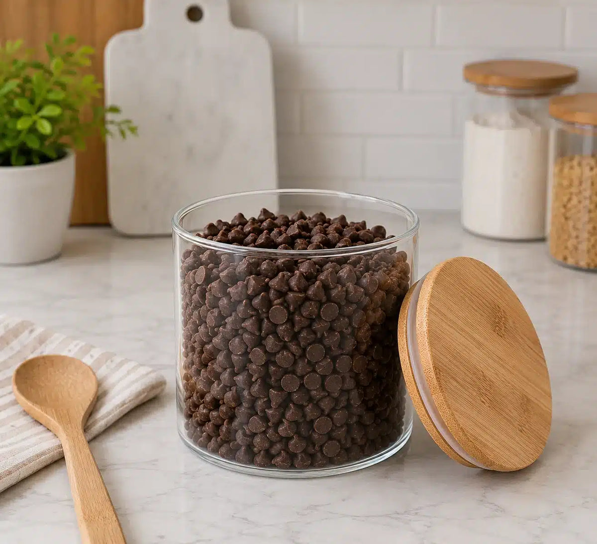 FRASCO DE VIDRIO TAPA BAMBOO 800 ML