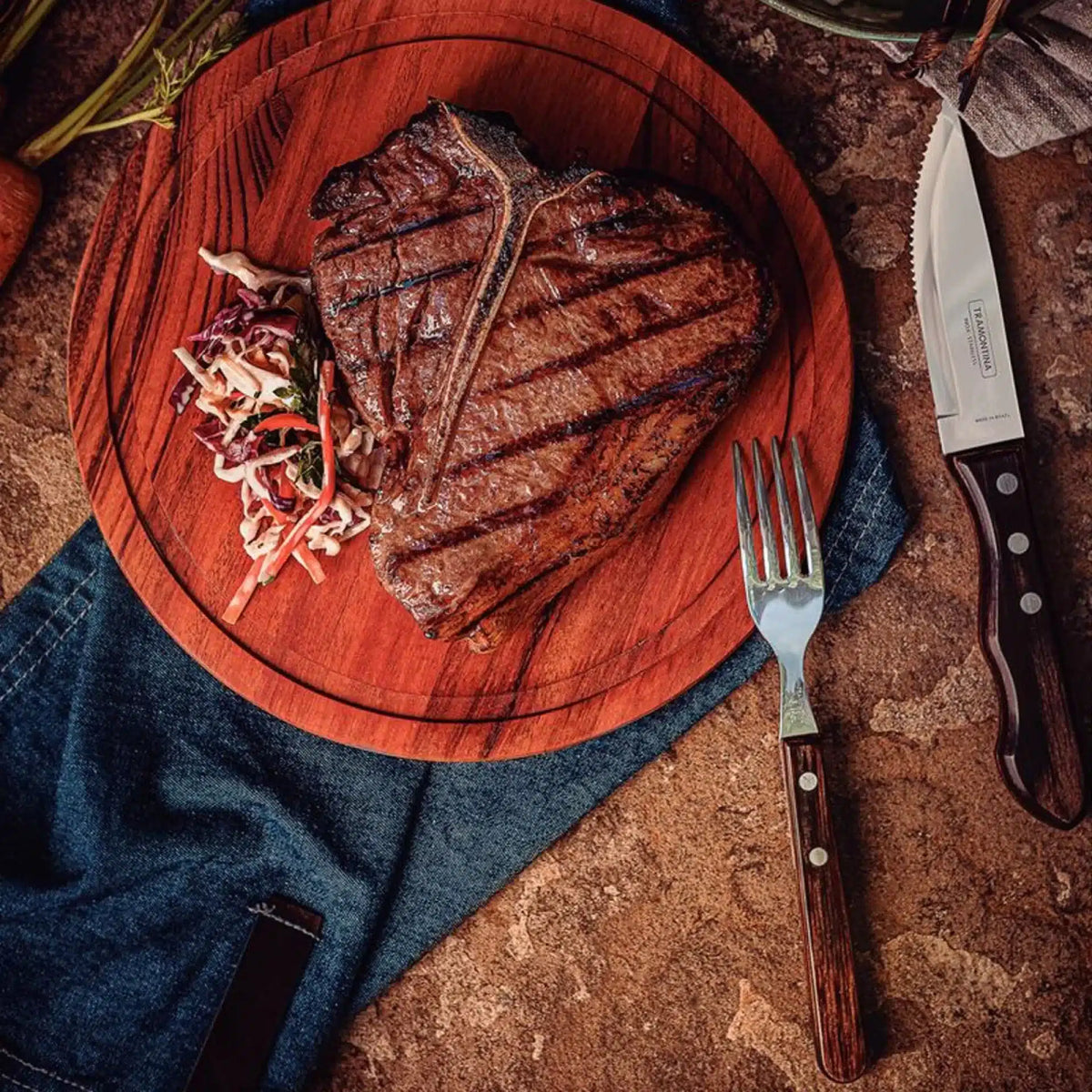 JUEGO DE ASADO 12 PIEZAS POLYWOOD MARRÓN