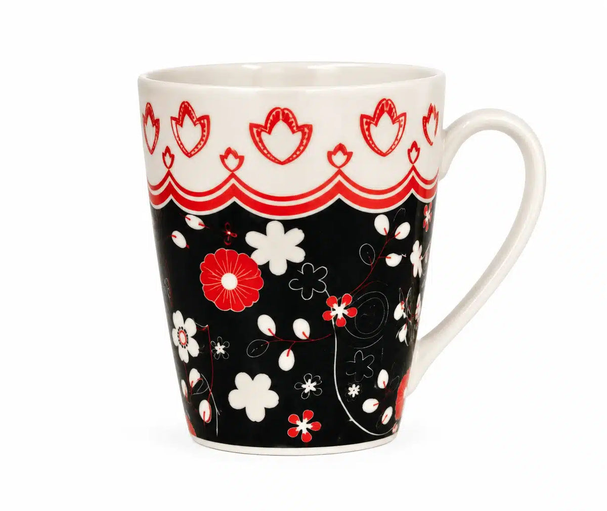 Taza Corazones Roja Negra y Blanco 10,5 x 8,5 cm
