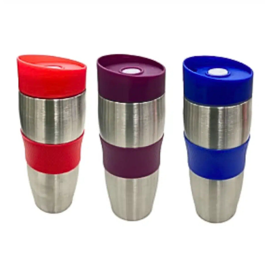 VASO TÉRMICO 380ML CON GRIP COLOR ACERO