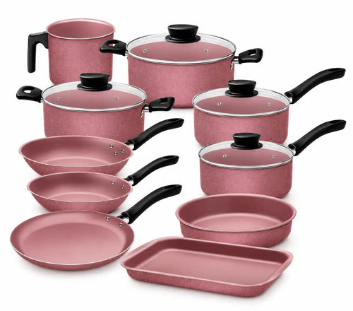 Batería De Cocina 10 Piezas Linz Rosa Tramontina