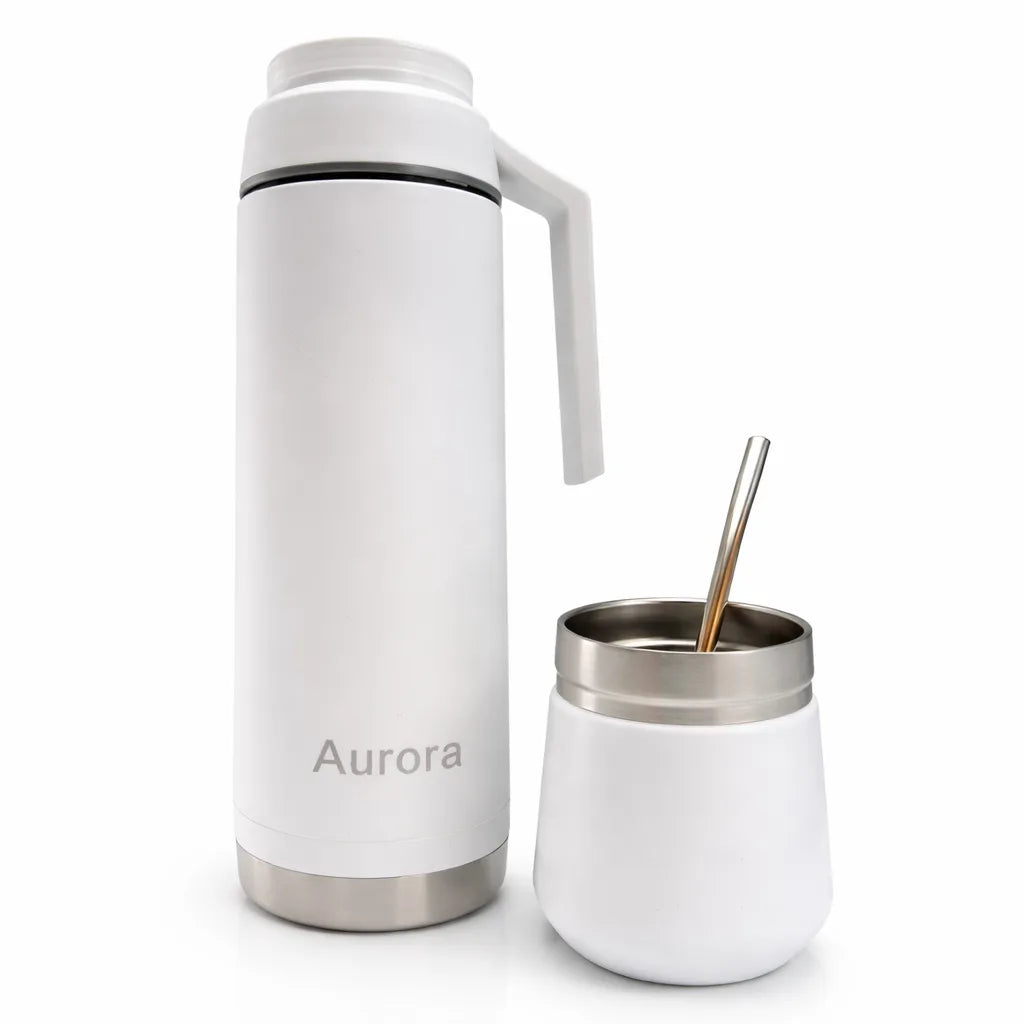 TERMO 1 L AURORA MANIJA RIGÍDA TAPA MATE COLOR + BOMBILLA