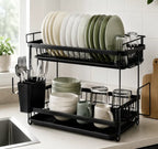 ESCURRIDOR 2 PISOS METAL NEGRO 43 X 29 X 36 CON BANDEJA