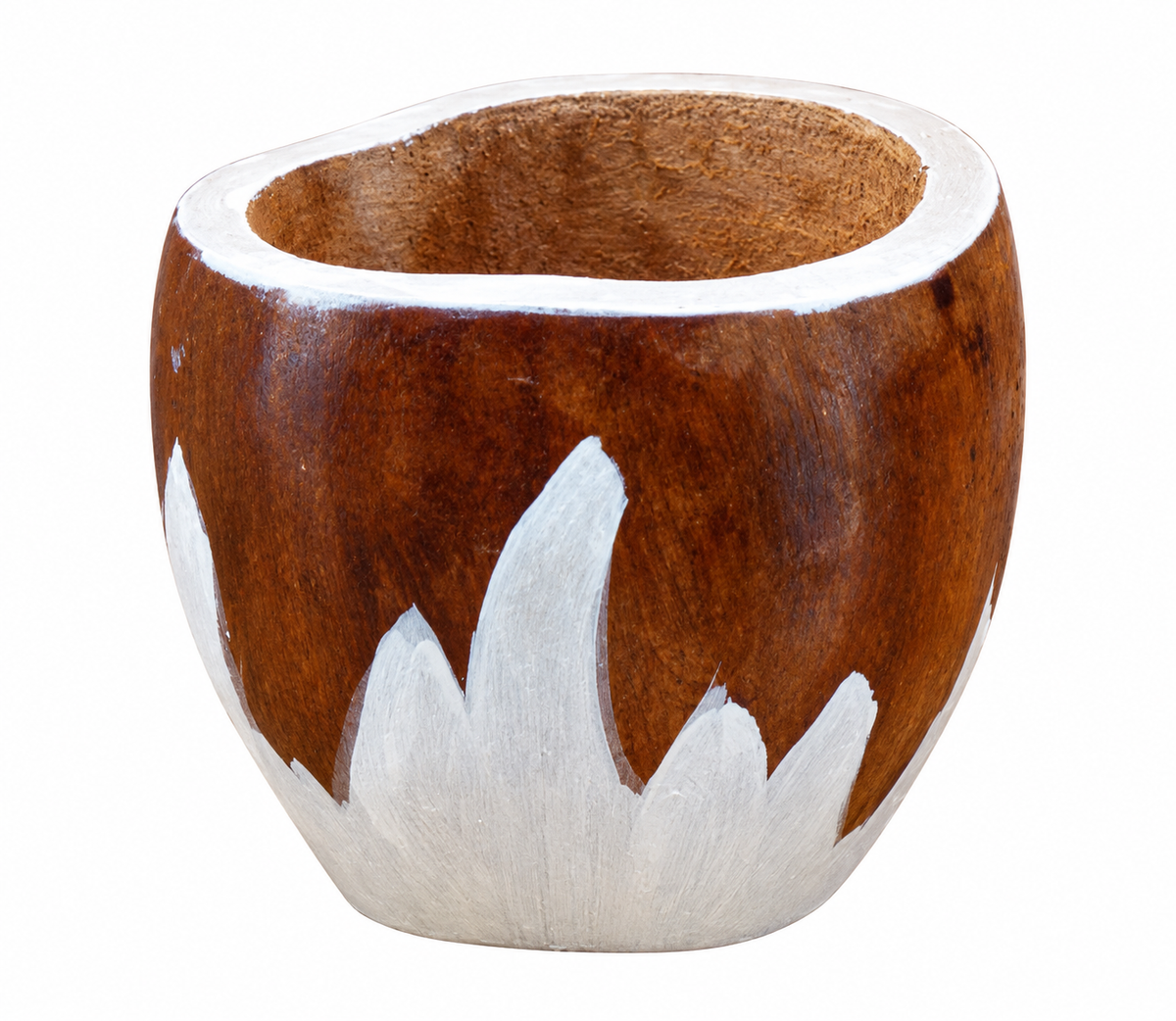 Mate ranchero de algarrobo marrón con diseño pintado en blanco