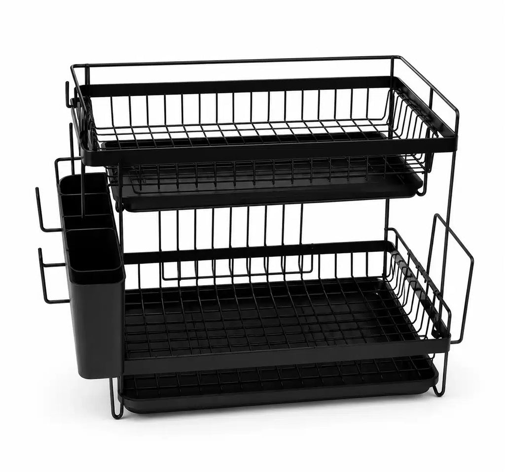 ESCURRIDOR 2 PISOS METAL NEGRO 43 X 29 X 36 CON BANDEJA