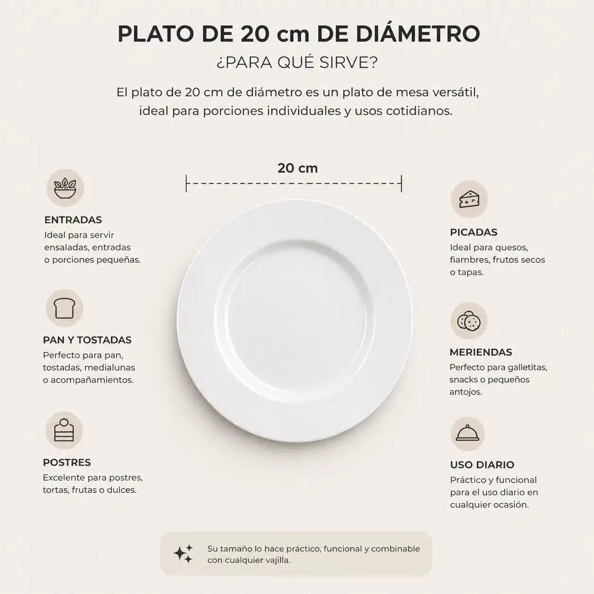 PLATO POSTRE LOZA BLANCA 20,5 CM  (5227)