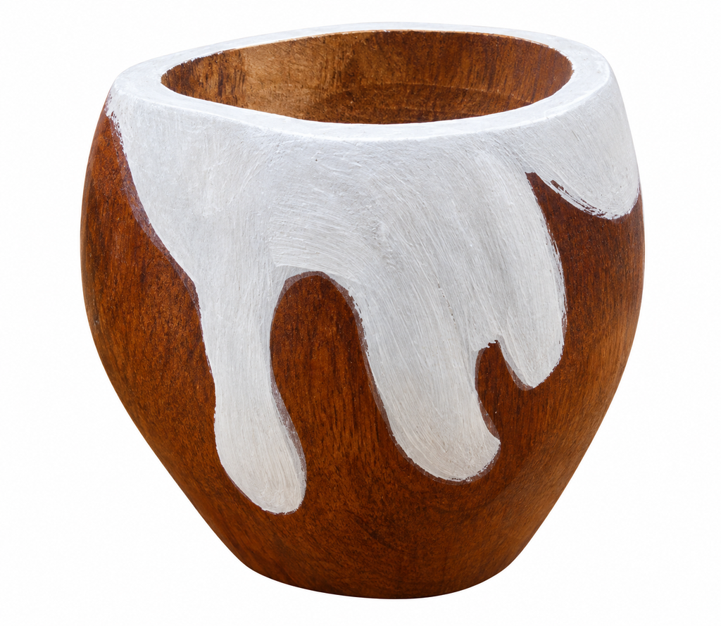Mate ranchero de algarrobo marrón con diseño pintado en blanco