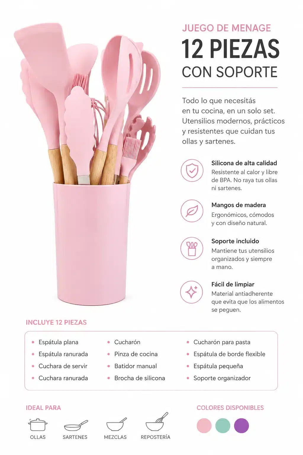 SET MENAGE 12 PCS SILICONA HOME 2
