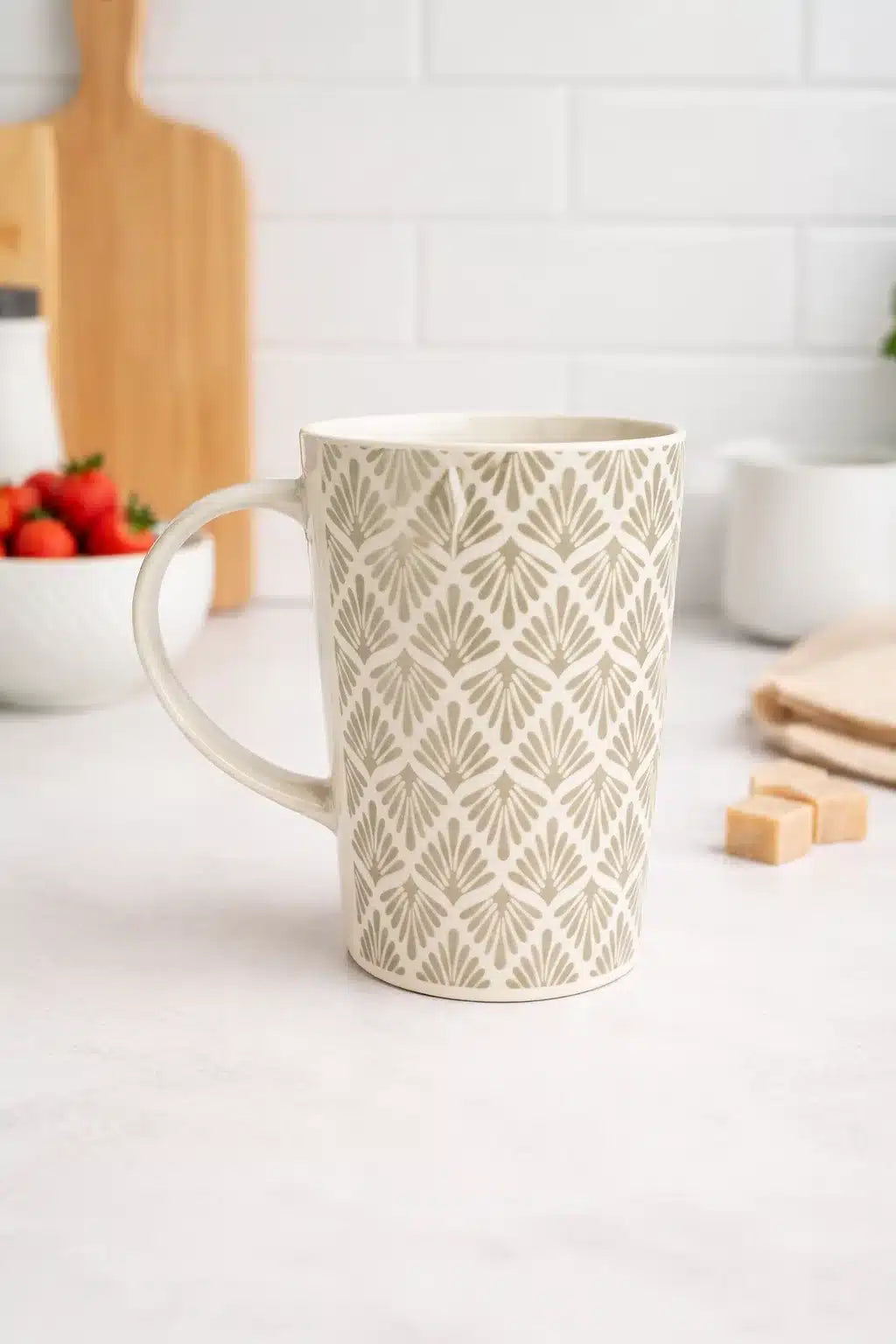 TAZA ALTA 13 8.5 CM DECORADA