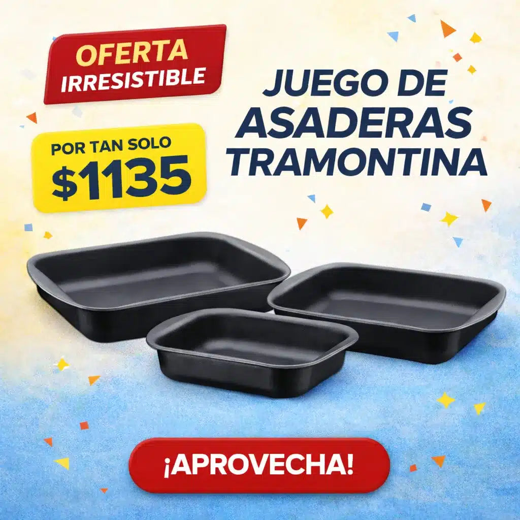 SET DE ASADERAS TRAMONTINA ANTIADHERENTES- 3 PIEZAS PARA HORNO | ALTA DURABILIDAD 
