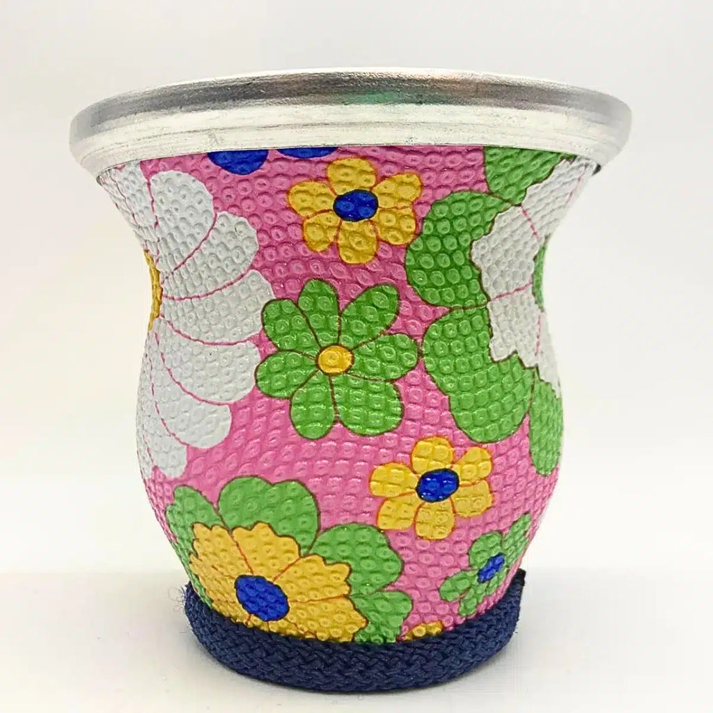 MATE VIDRIO CON DISEÑOS, VIROLA Y BASE