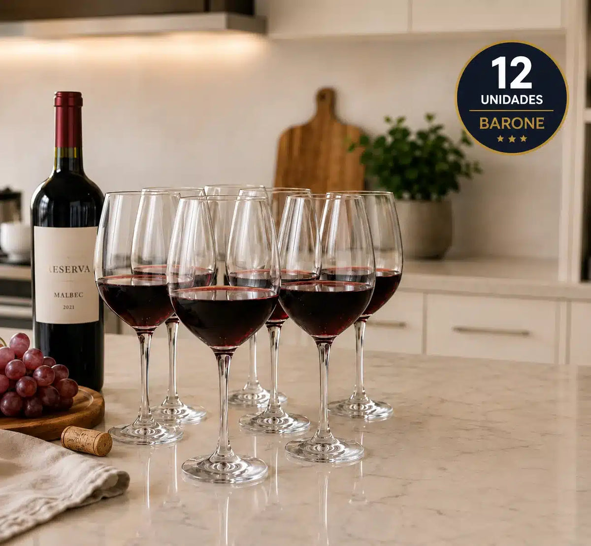 Juego Copas Barone 490 ml Caja x 12 Vidrio Premium para Vino - vista 2