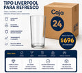Caja x 24 Vasos Liverpool 350 ml de Vidrio | Vasos para Refresco y Gastronomía