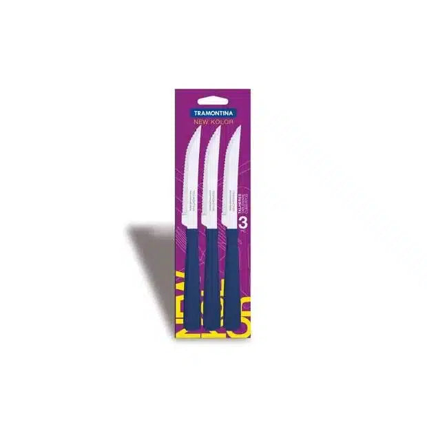 CUCHILLO DE MESA AZUL TRAMONTINA NEW KOLOR X 3