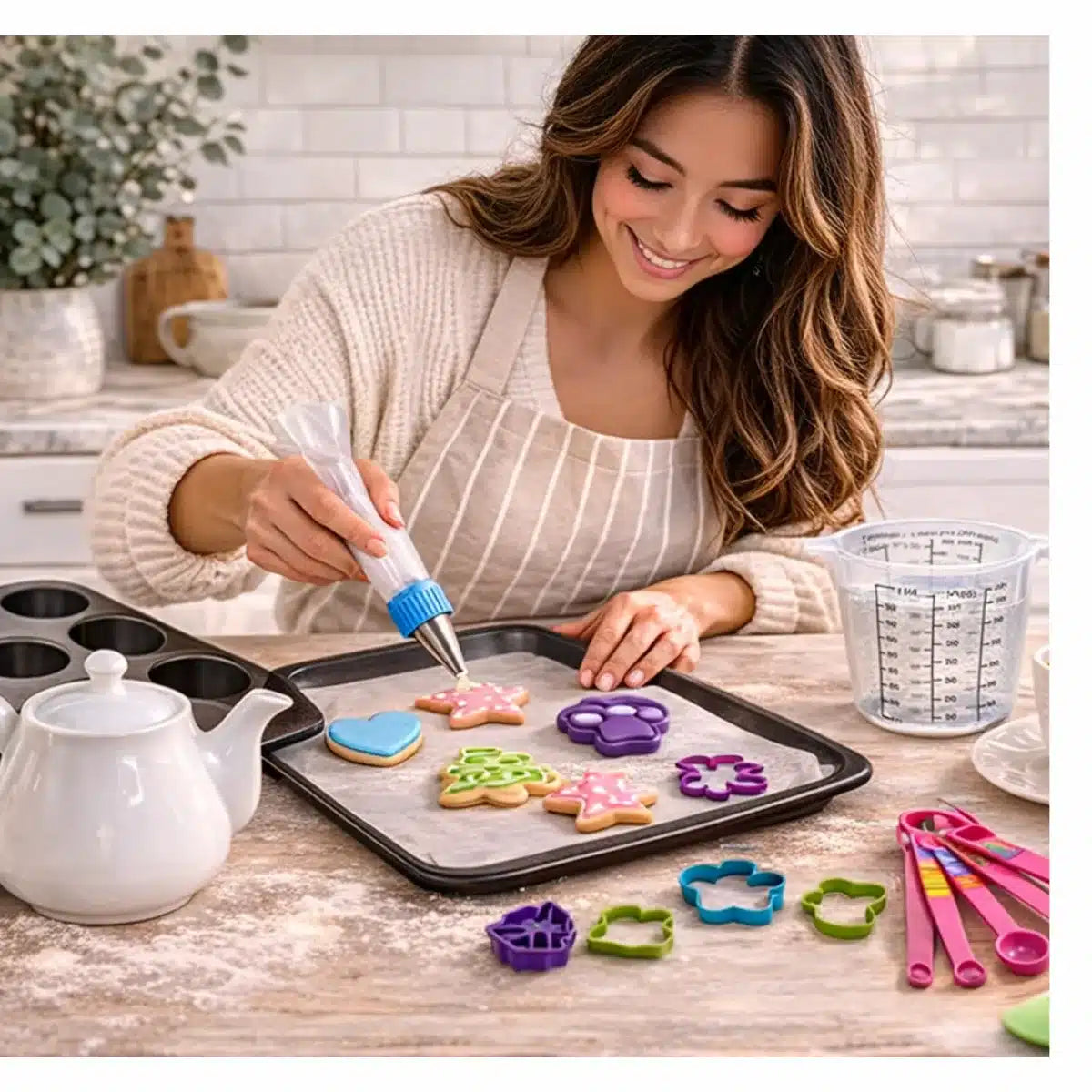 Kit Repostero Completo con Moldes, Manga Pastelera y Utensilios de Cocina