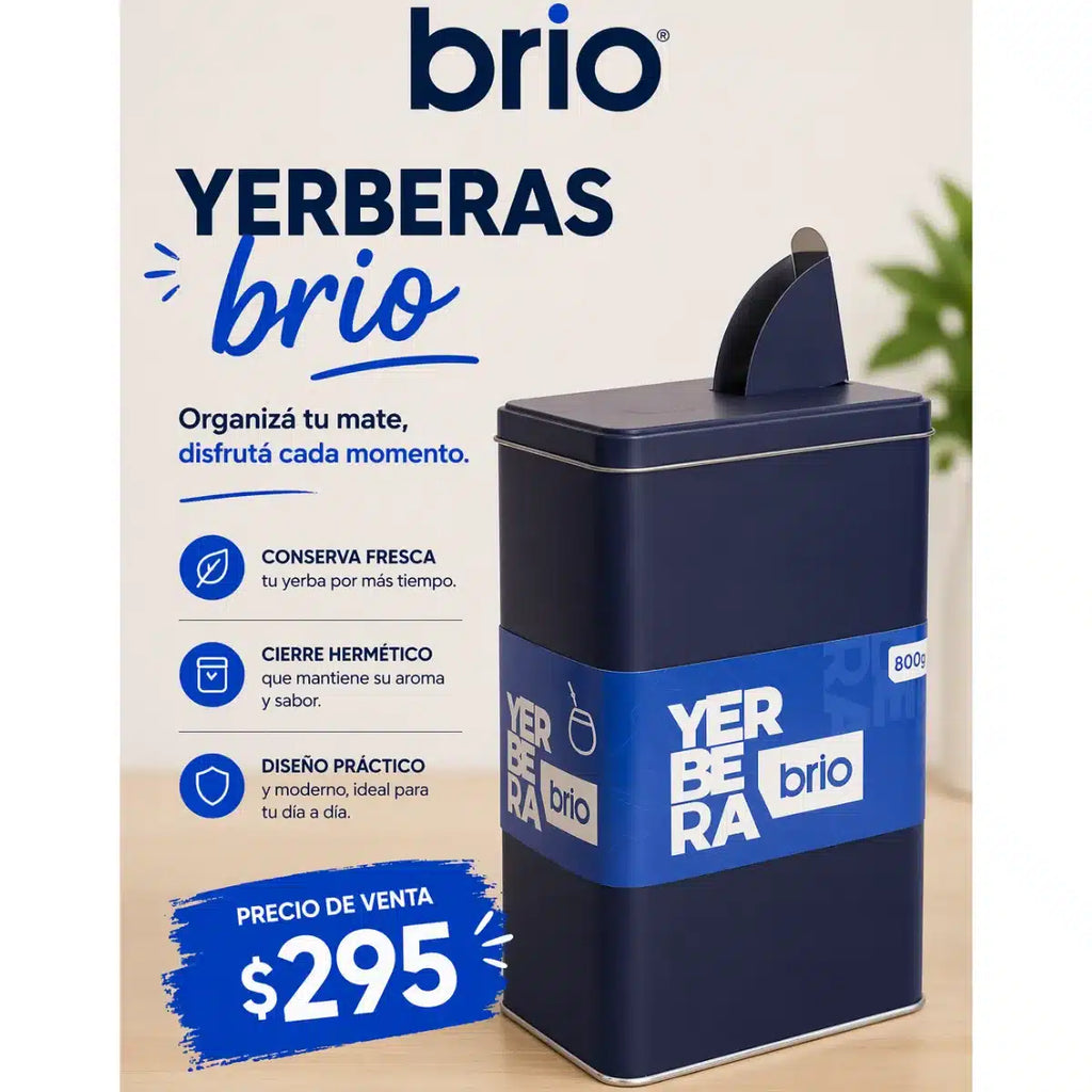 Yerbera Brio Hermética  – Lata Metálica con Pico Dosificador | Conserva Aroma y Frescura