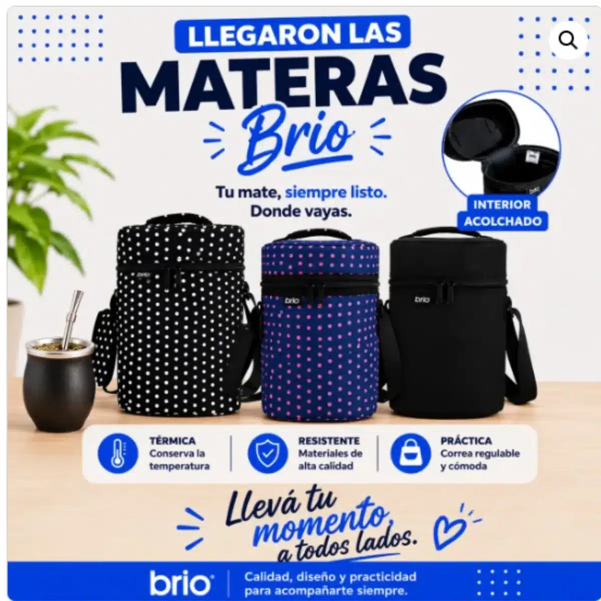 Matera Térmica Brio con Correa Ajustable | Porta Mate con Interior Acolchado y Conservación de Temperatura