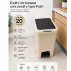 PAPELERA RECTANGULAR DOBLE APERTURA 20 LITROS