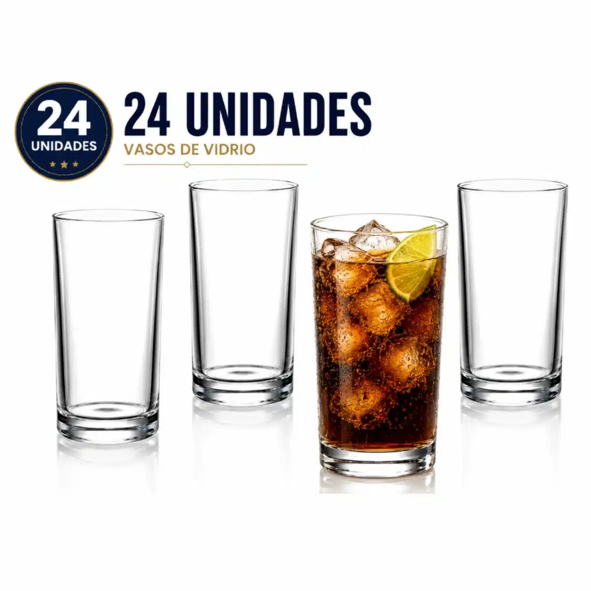 Caja x 24 Vasos Liverpool 300 ml de Vidrio | Vasos para Refresco y Gastronomía