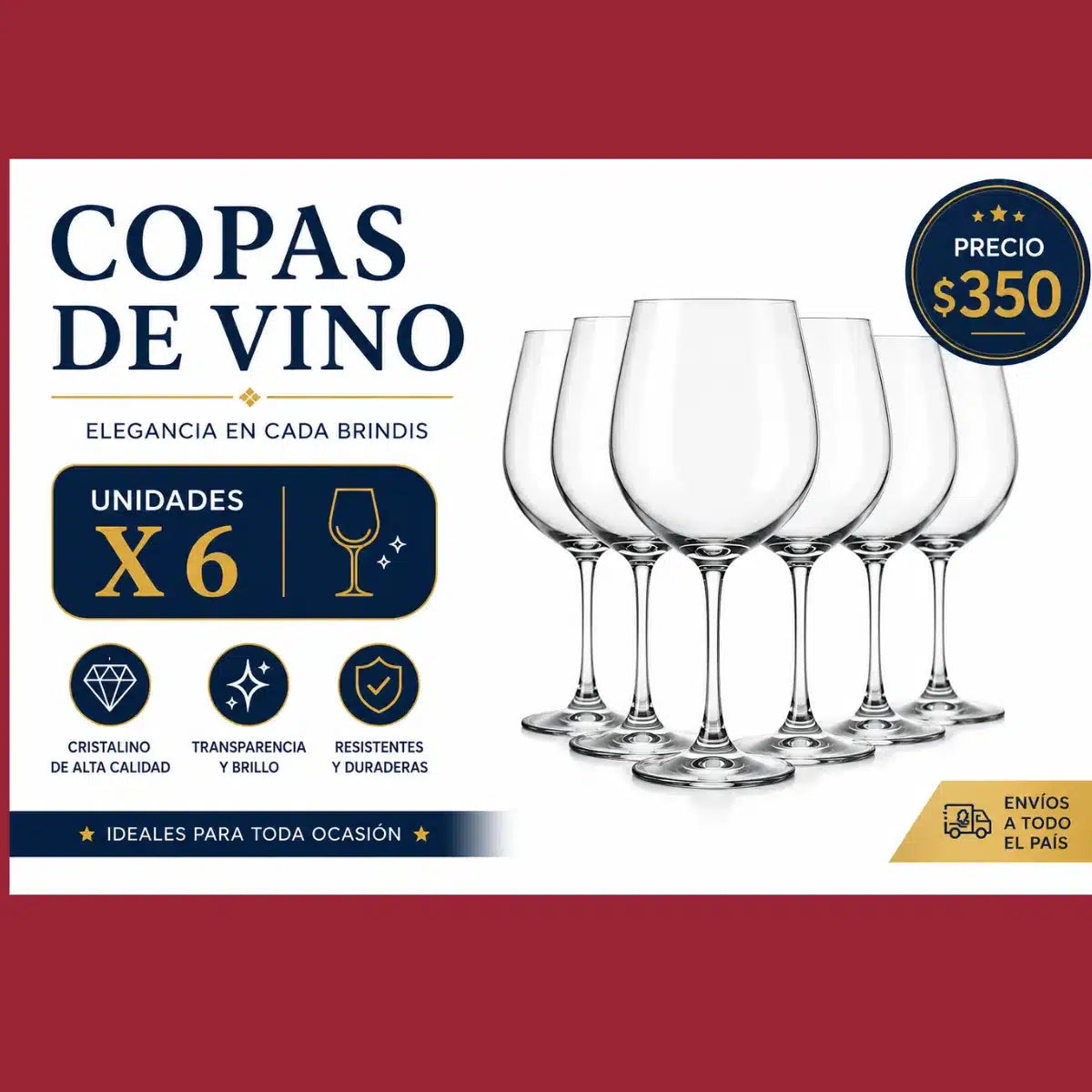 COPA DE VINO 330 ML X 6