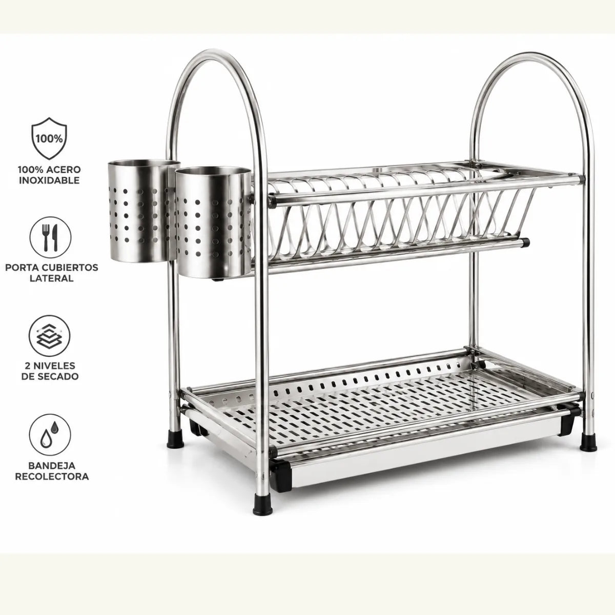 ESCURREPLATO 2 PISOS ACERO INOX 55 X 27 X 45 CM