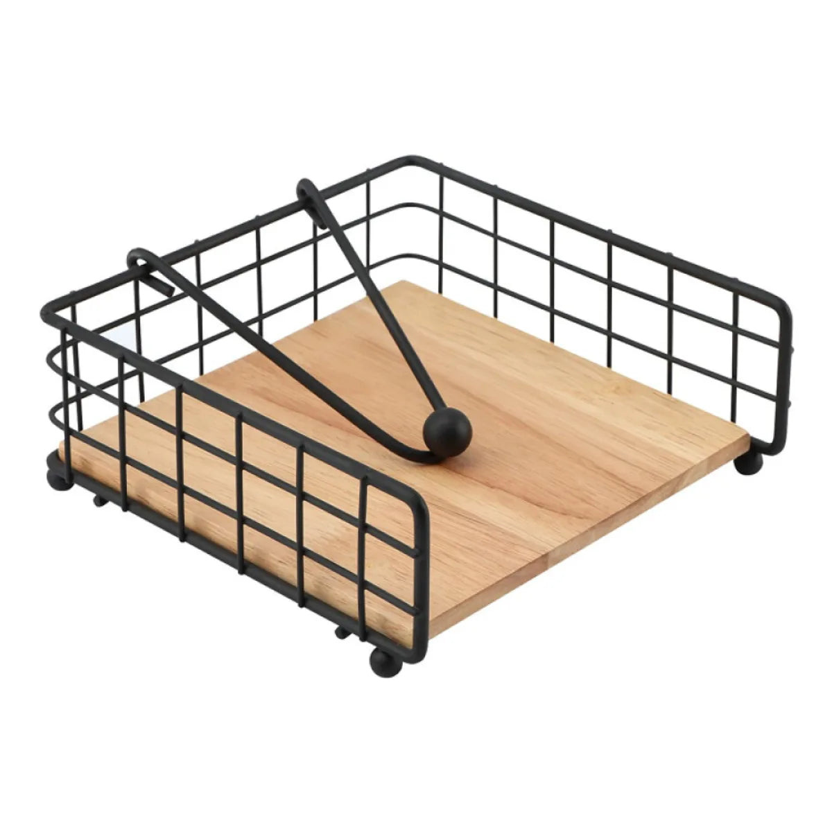 SERVILLETERO HOME MADERA Y METAL NEGRO