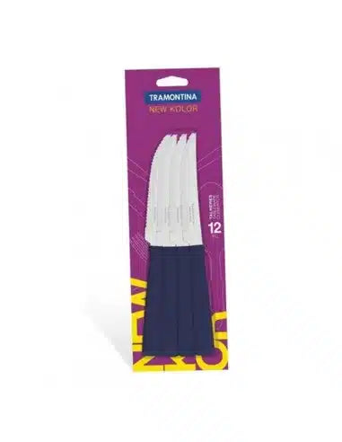 CUCHILLO DE MESA AZUL TRAMONTINA NEW KOLOR X 12