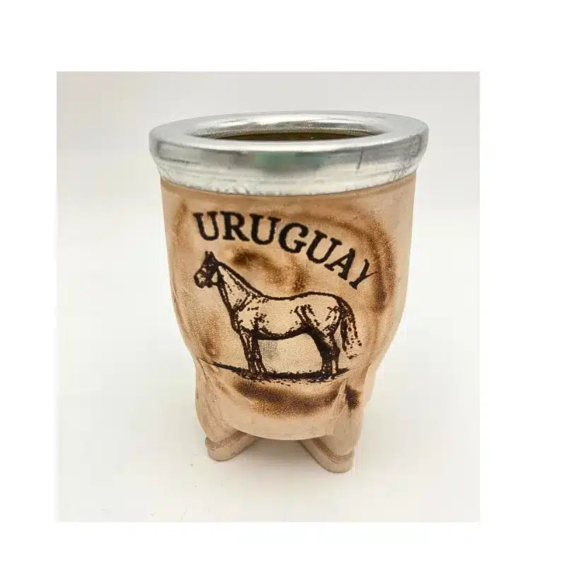 MATE VIDRIO PIROGRABADO CON PIE Y VIROLA