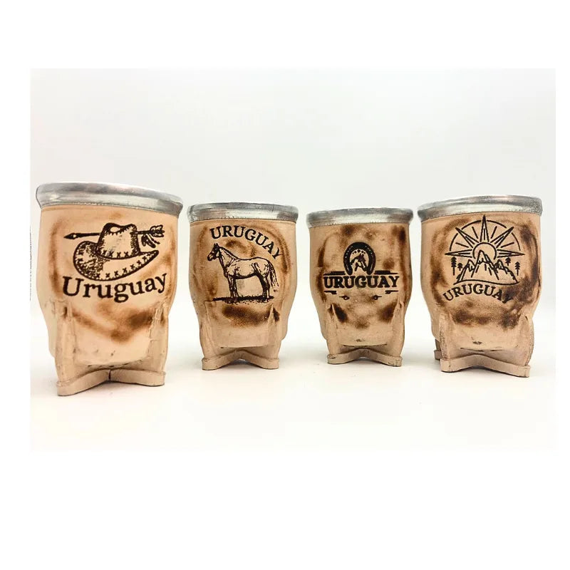 MATE VIDRIO PIROGRABADO CON PIE Y VIROLA
