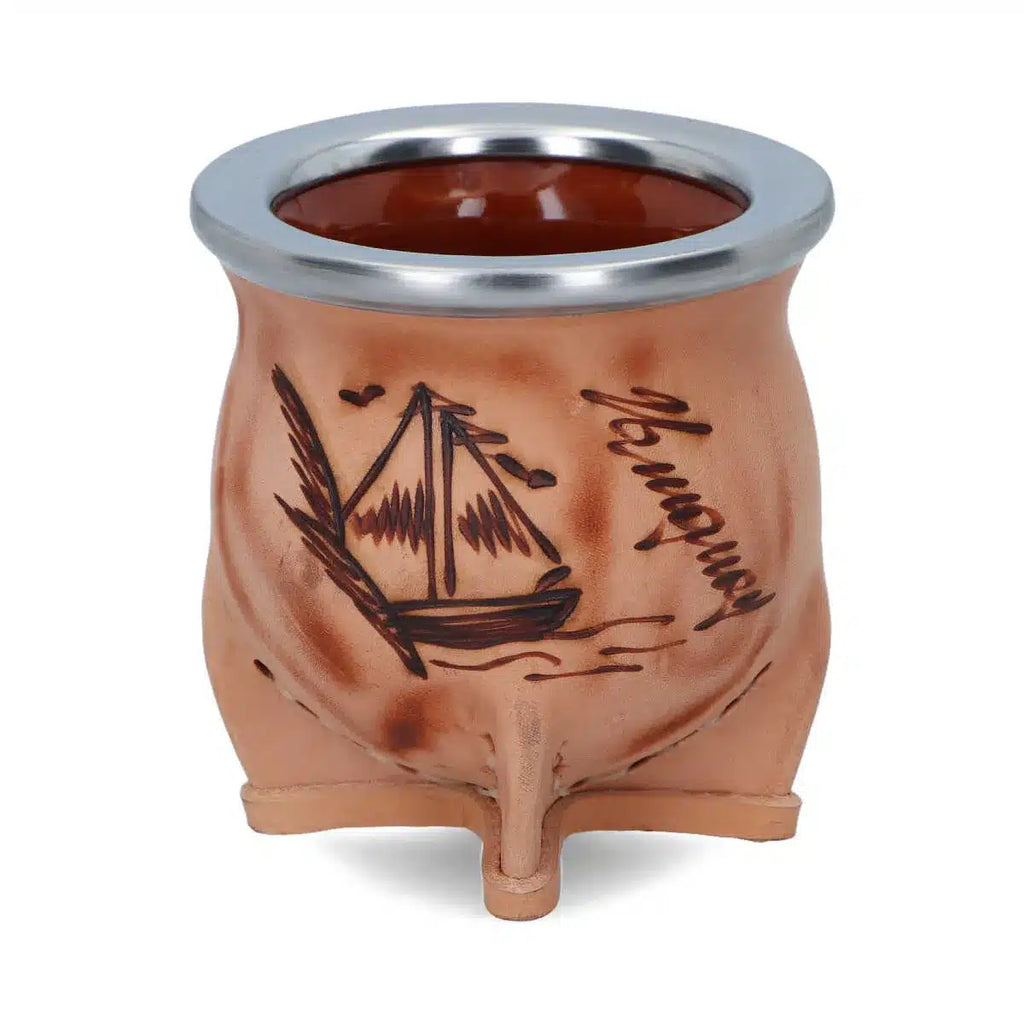 MATE CERÁMICA FORRADO PIROGRABADO