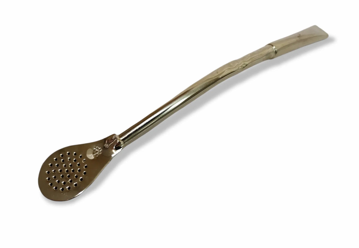 BOMBILLA DE BRONCE Y ALPACA LABRADA
