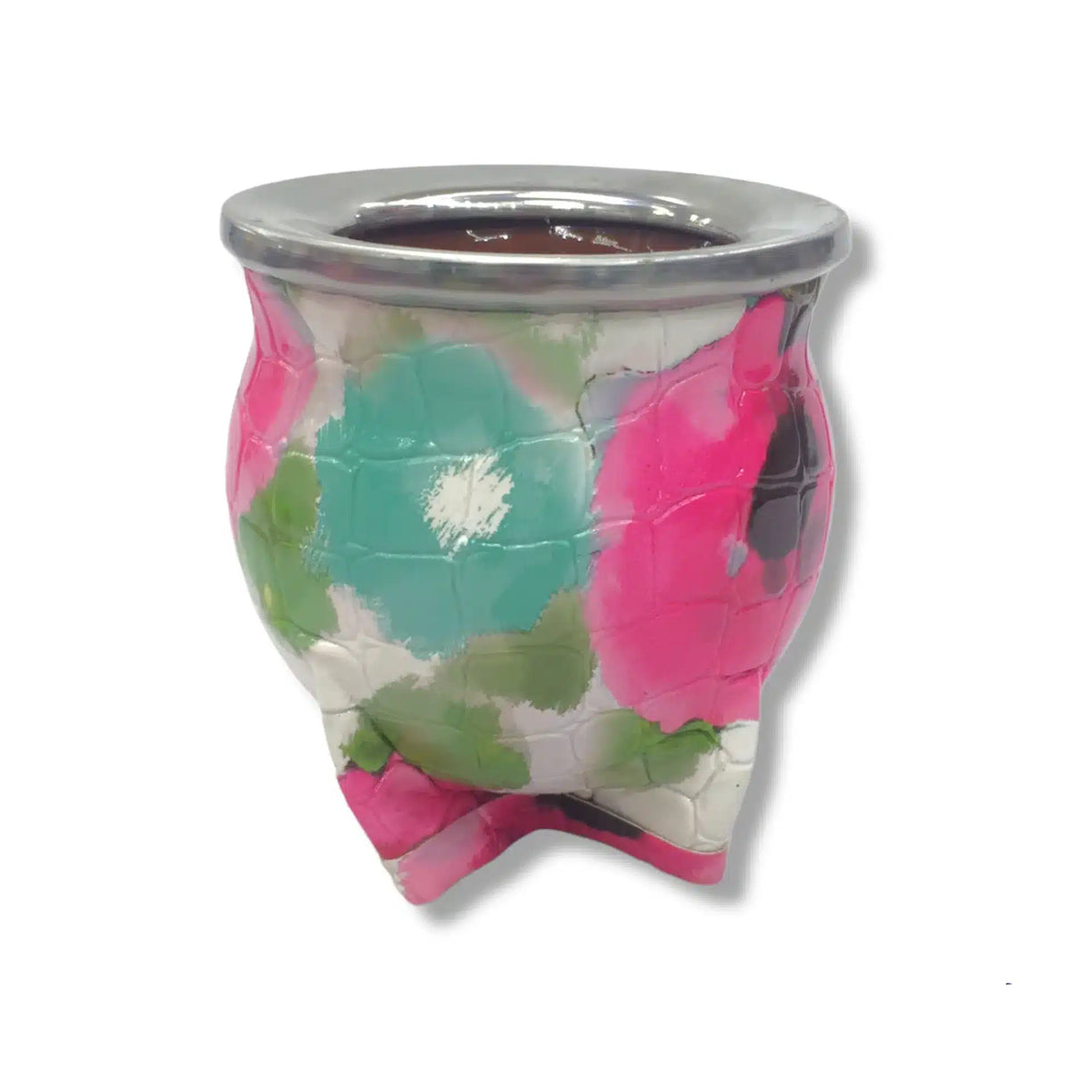 MATE DE CERÁMICA CON PIE Y CUERINA
