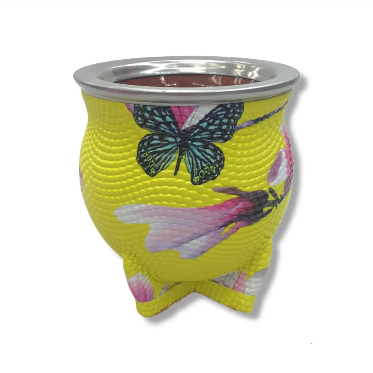 MATE DE CERÁMICA CON PIE Y CUERINA