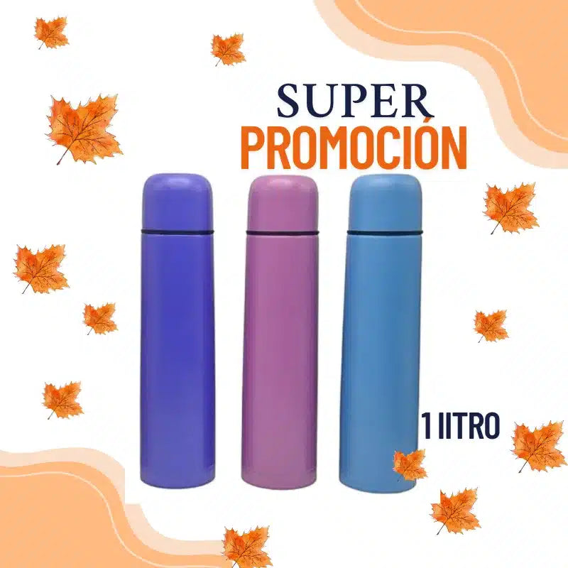 TERMO BALA 1 lITRO DE ACERO INOX COLORES