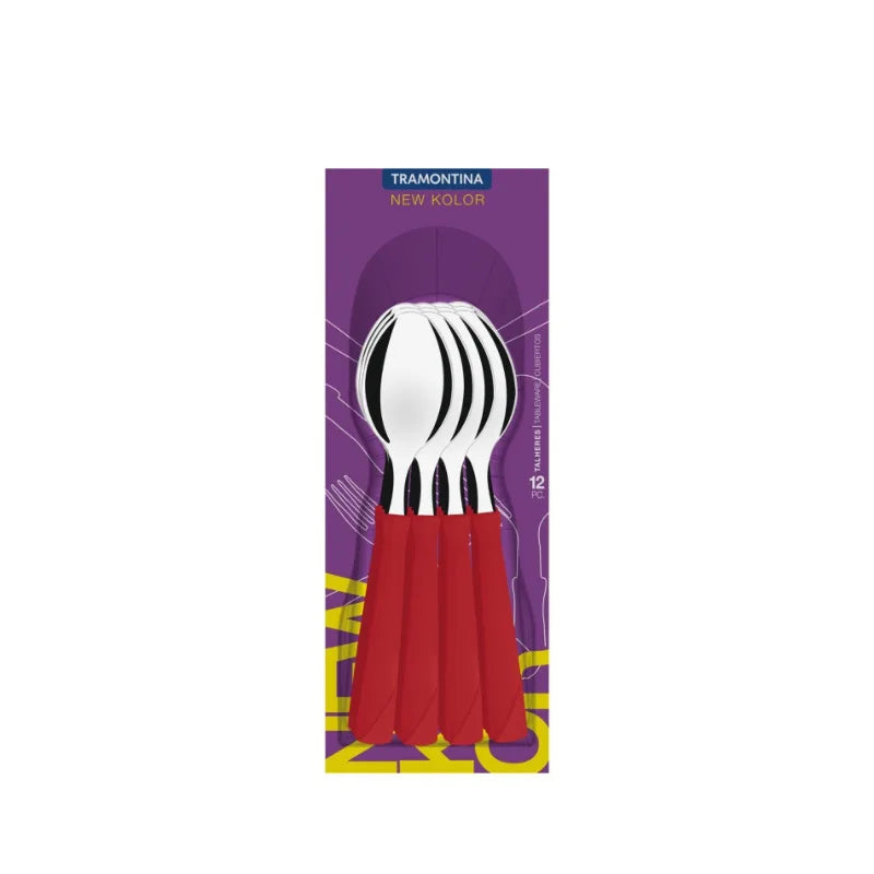 CUCHARAS DE SOPA ROJAS TRAMONTINA NEW KOLOR X 12