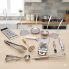 SET DE UTENSILIOS DE COCINA DE ACERO INOX- KIT HOGAR 13 PIEZAS