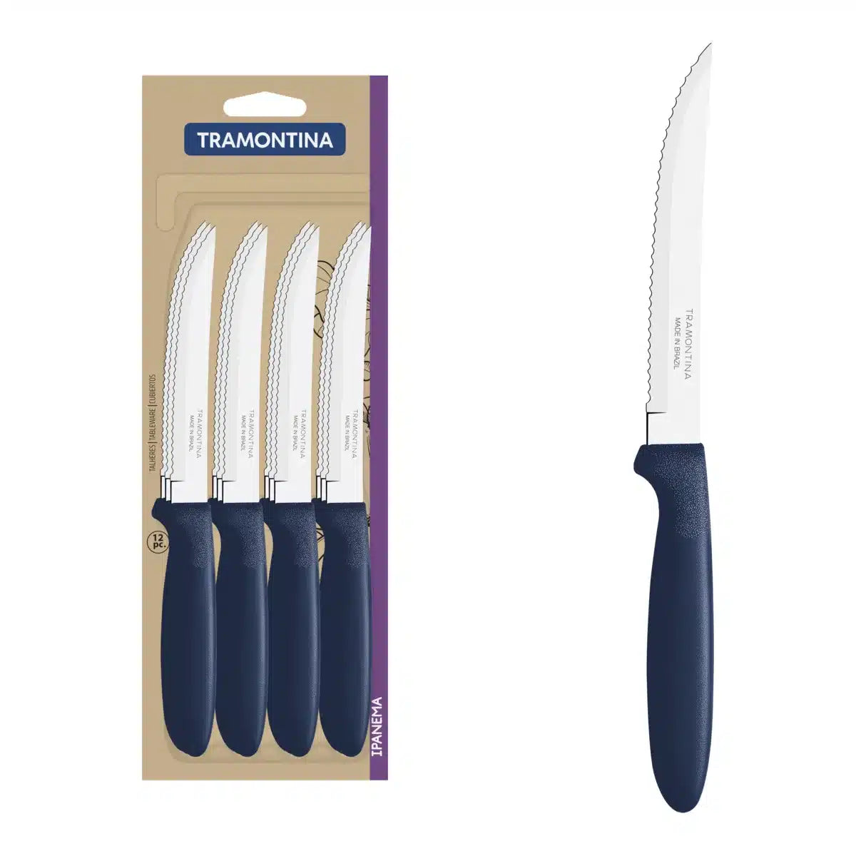 CUCHILLO DE MESA IPANEMA AZUL TRAMONTINA X 12