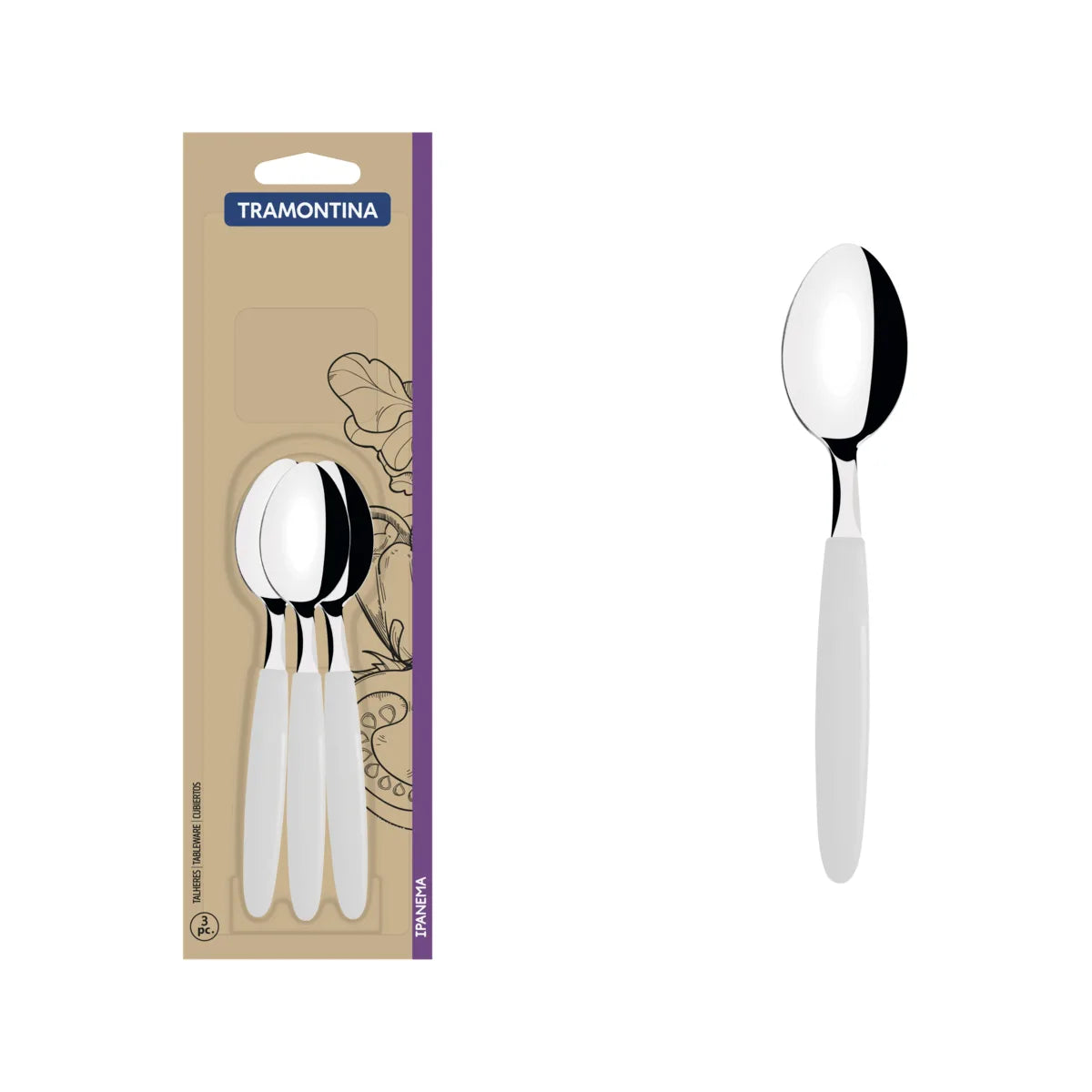 CUCHARA X 3 DE TÉ BLANCA IPANEMA TRAMONTINA