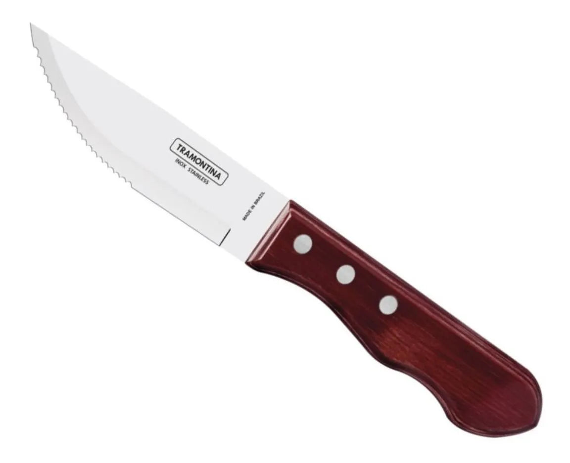 CUCHILLO POLYWOOD 25CM ROJO JUMBO DE ASADO TRAMONTINA